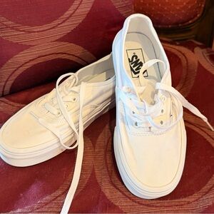 Vans White Canvas Low-Top Sneakers